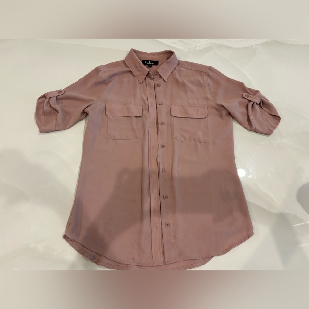 Lulu's Dusty Pink Button-Up Blouse